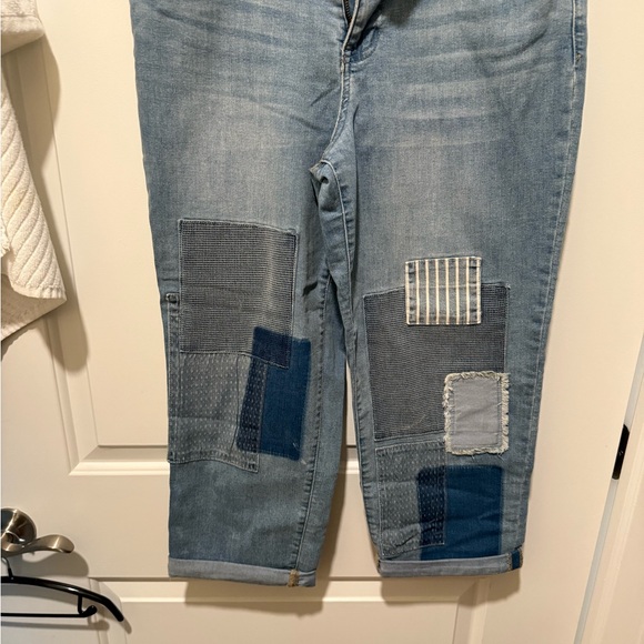 LOGO Lavish Indigo Slim Patchwork Boyfriend Jeans - Picture 9 of 9